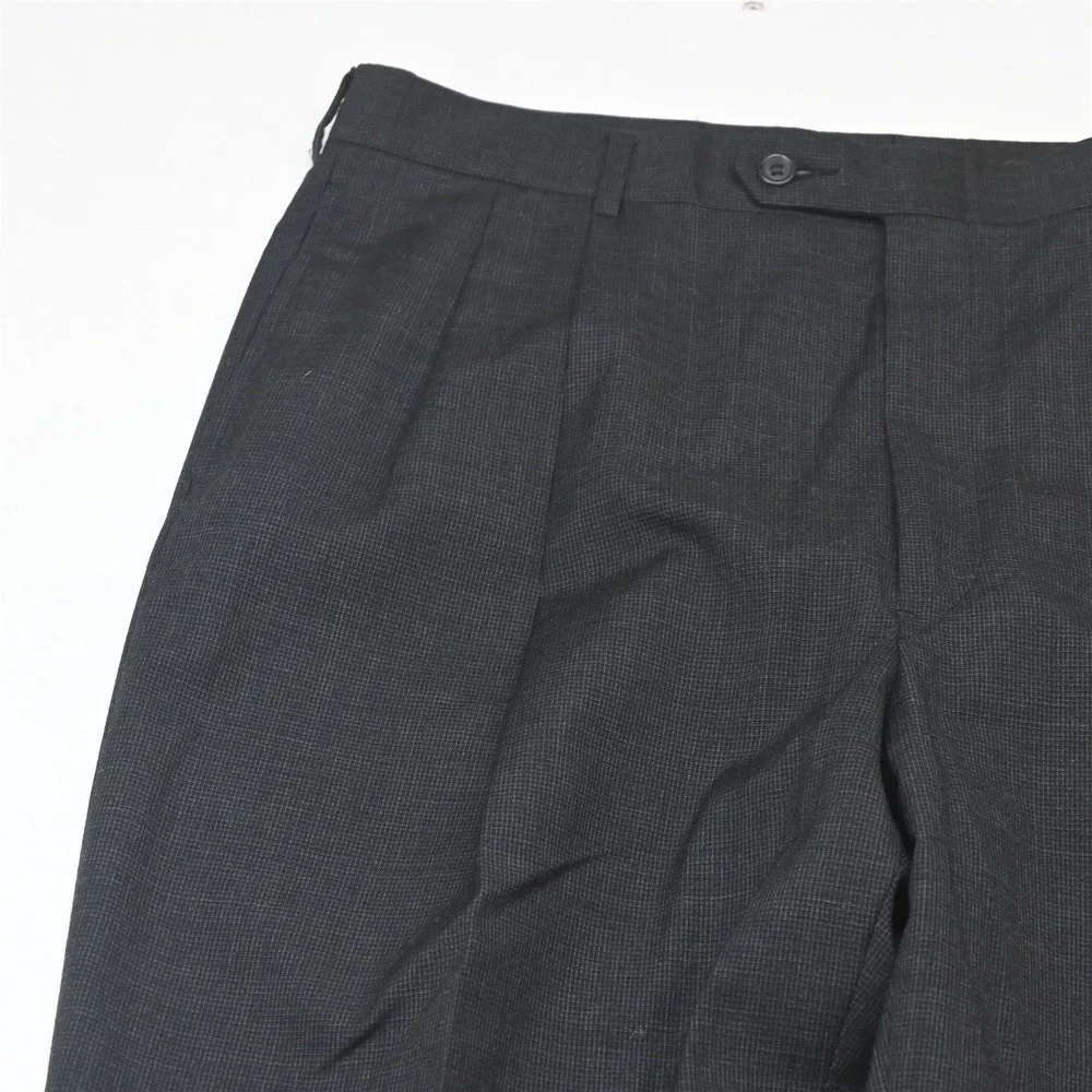 Vtg USA Made Jos A Bank 44L 36x32 Gray Nailshead 100% Wool Jacket Pants Suit